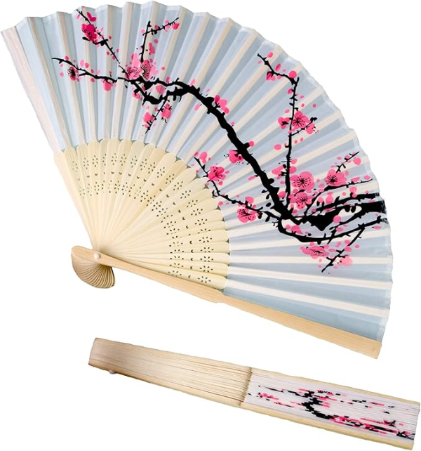 FASHIONCRAFT 6207 Delicate Cherry Blossom Design Folding Fan Favors, 1 Piece